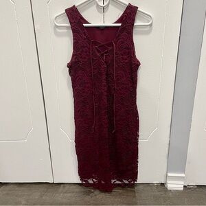 Ambiance Dark Red Lace Dress